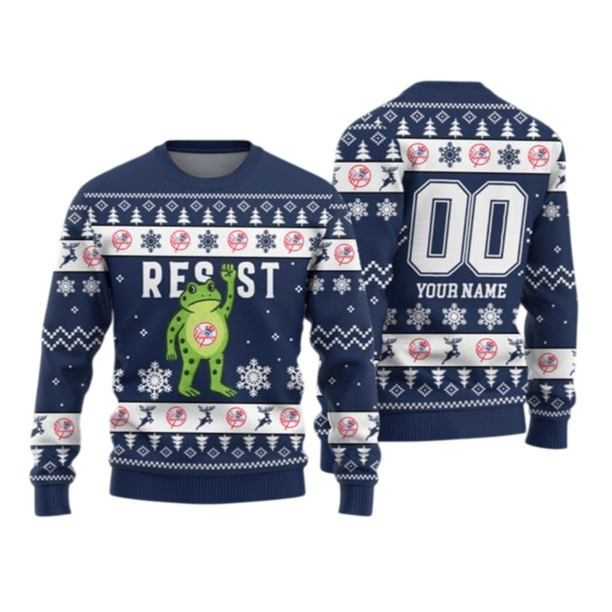 2026 Christmas NY Yankees Portland Frog Resist Ugly Sweater 2 2026 Christmas NY Yankees Portland Frog Resist Ugly Sweater 1 2