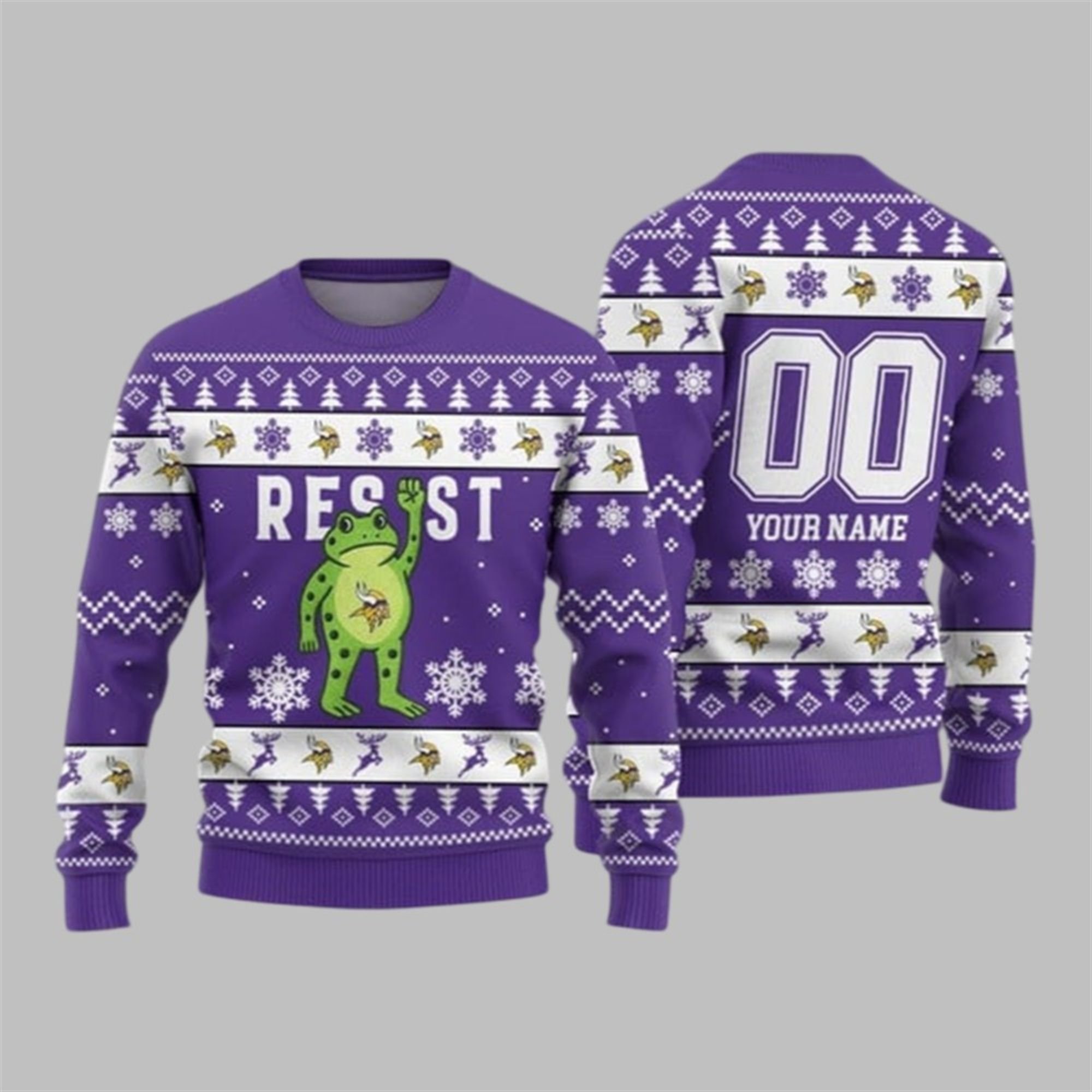 2026 Christmas Vikings Portland Frog Resist Ugly Sweater 1 1 2026 Christmas Vikings Portland Frog Resist Ugly Sweater 1 1