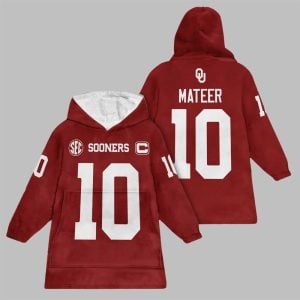 2025 Mateer 10 Oklahoma Football Blanket Hoodie 1
