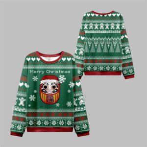 2025 Christmas Japanese Daruma Ugly Christmas Sweater 1 1