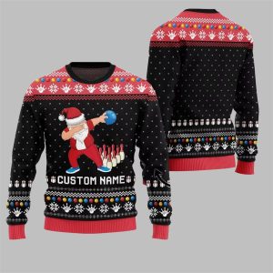 2025 Christmas Dabbing Santa Bowling Ugly Sweater