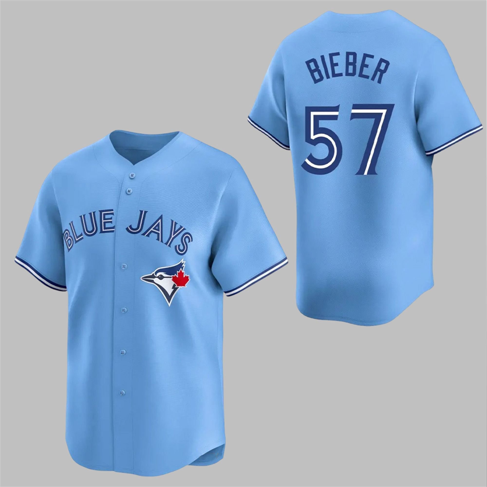 2025 Blue Jays Justin Bieber Shane Bieber 57 Jersey 1 3 2025 Blue Jays Justin Bieber Shane Bieber 57 Jersey 1