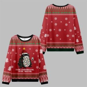 2025 Christmas Frog Everything Is Fine Ugly Sweater 0