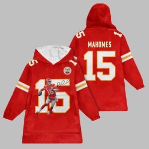 2025 KC Chiefs Mahomes 15 Blanket Hoodie 1