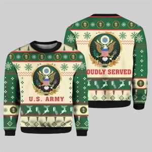 US Army Proudly Served Veterans Ugly Christmas Sweater 1