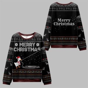 2025 Christmas Goose Pulling Out Its Wool Ugly Sweater 0
