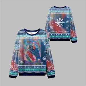 2025 Christmas Ukiyoe Rabbit Ride Carp Ugly Sweater 1 1