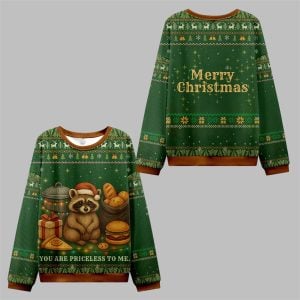 2025 Christmas You Are Priceless Raccoon Ugly Sweater 0