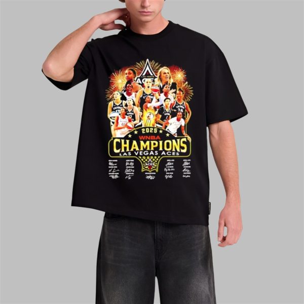 Aces Victory 2025 Champions Signatures Team Shirt 0 1