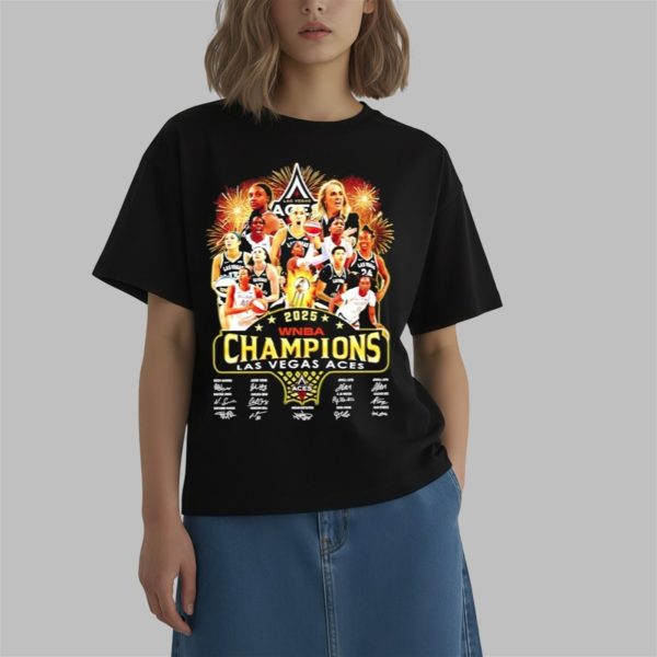 Aces Victory 2025 Champions Signatures Team Shirt 0 2