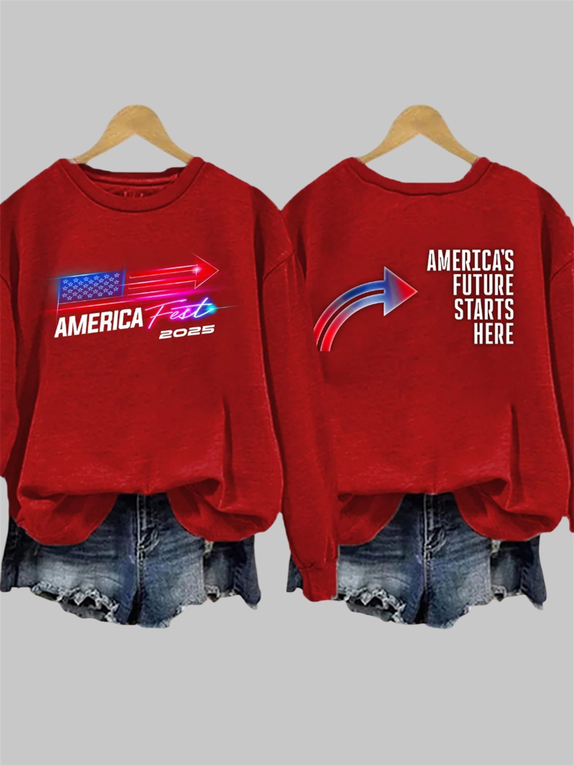America Fest 2025 America's Future Starts Here Print Sweatshirt 3 America Fest 2025 Americas Future Starts Here Print Sweatshirt 3