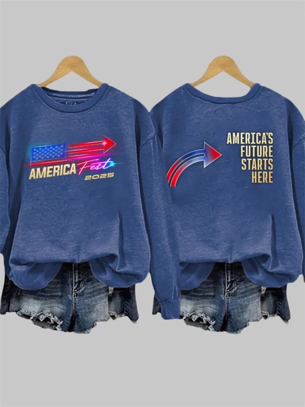 America Fest 2025 Americas Future Starts Here Print Sweatshirt 5