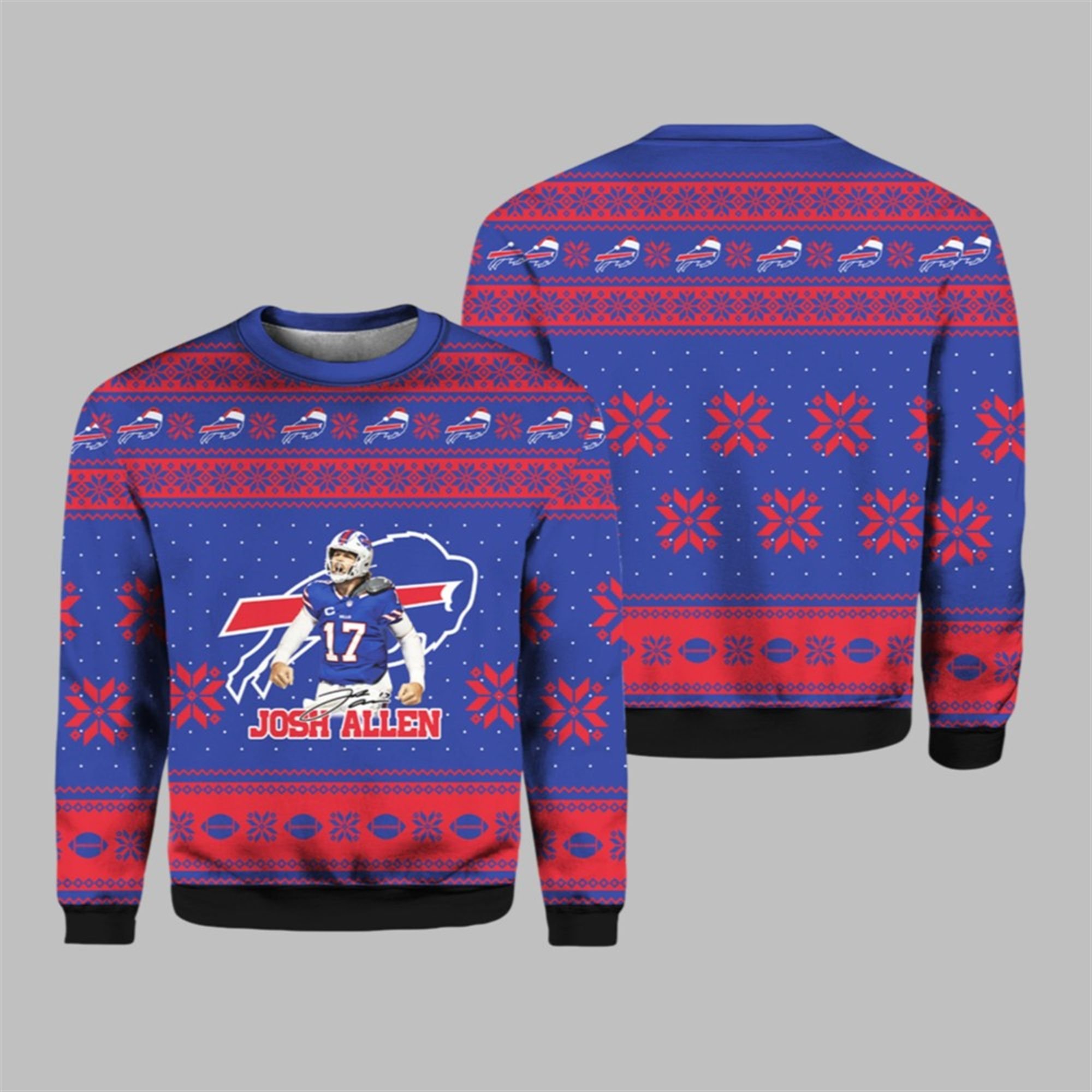 Bills Josh Allen 2025 Ugly Christmas Sweater 1 1 Bills Josh Allen 2025 Ugly Christmas Sweater 1 1