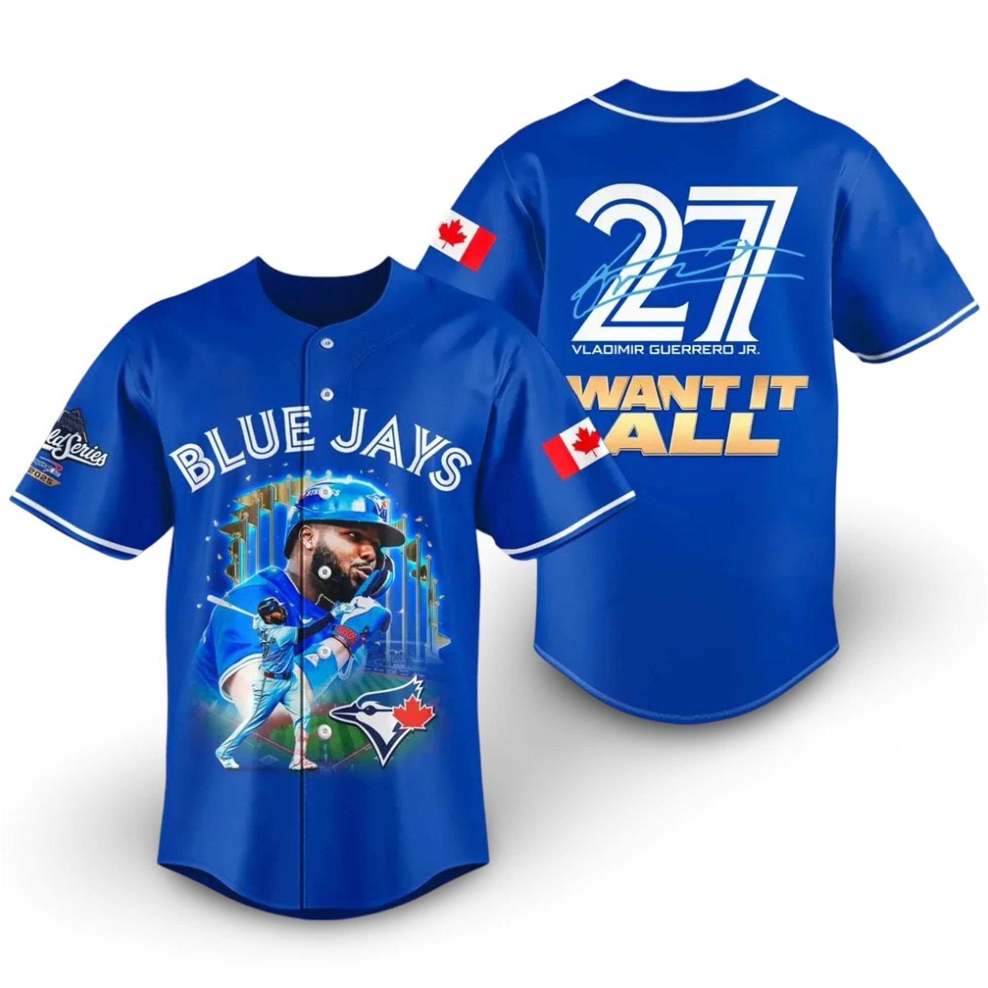 Blue Jays 2025 World Series Vladimir Guerrero Jr Jersey 2 Blue Jays 2025 World Series Vladimir Guerrero Jr Jersey 2