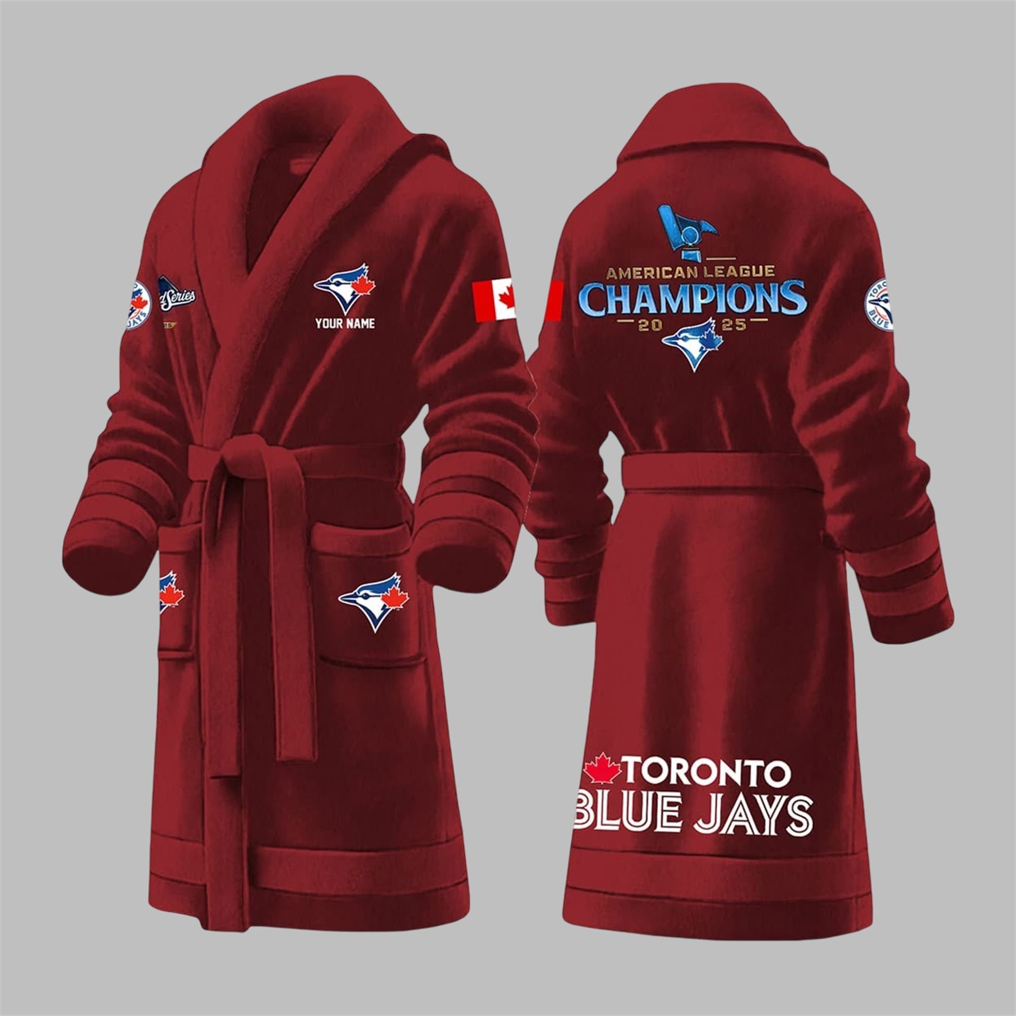 Blue Jays AL Champions World Series 2025 Bathrobe 3 Blue Jays AL Champions World Series 2025 Bathrobe 3