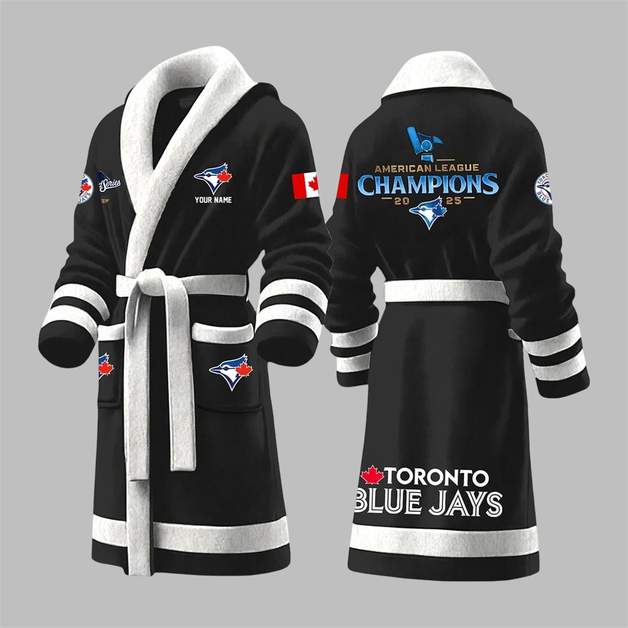 Blue Jays AL Champions World Series 2025 Bathrobe 8 Blue Jays AL Champions World Series 2025 Bathrobe 8