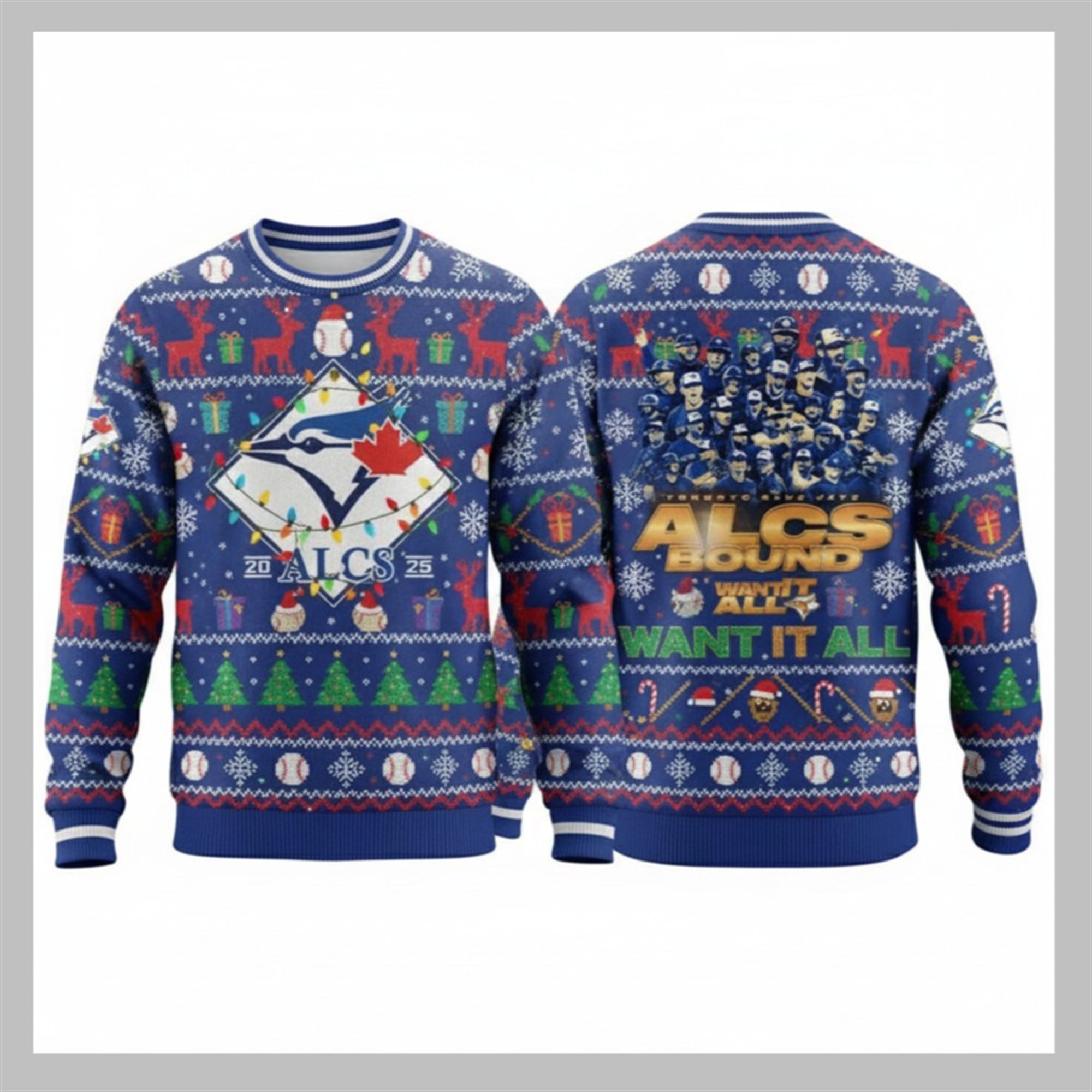 Blue Jays ALCS 2025 Champions Ugly Christmas Sweater 1 1 Blue Jays ALCS 2025 Champions Ugly Christmas Sweater 1 1