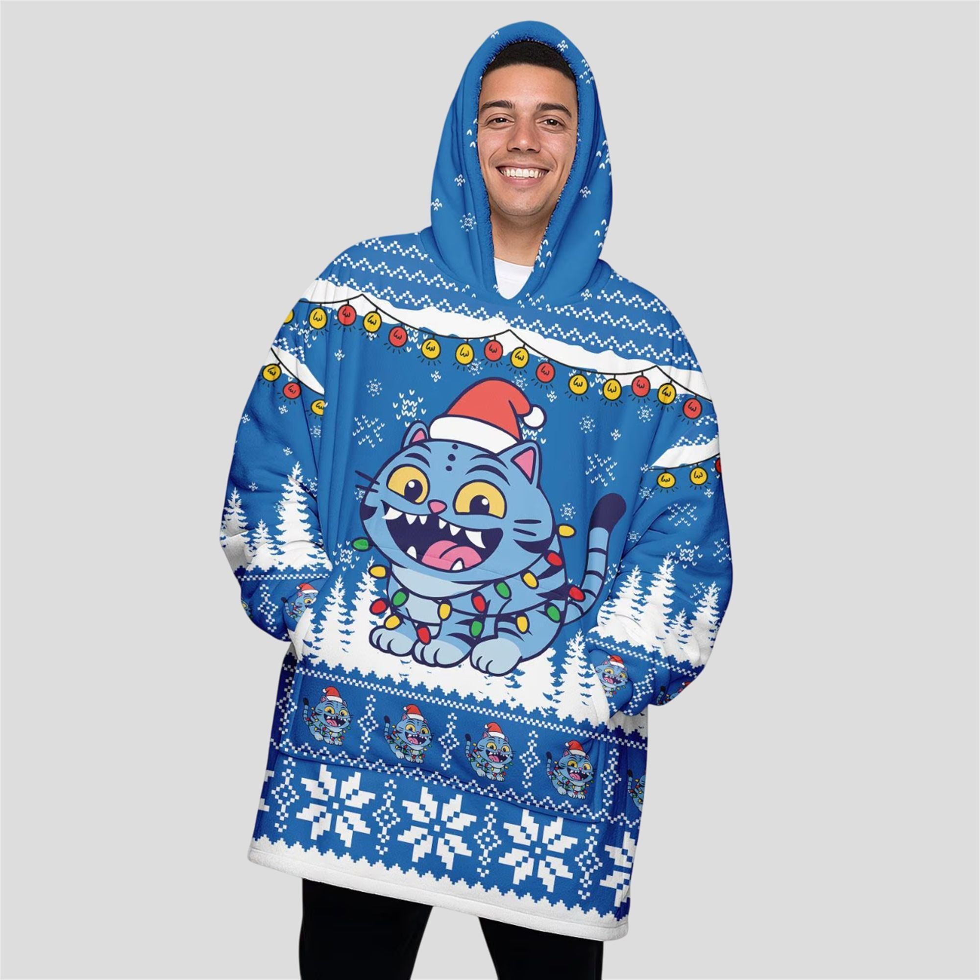 Blue Tiger Christmas Hoodie Blanket 1 Blue Tiger Christmas Hoodie Blanket 1
