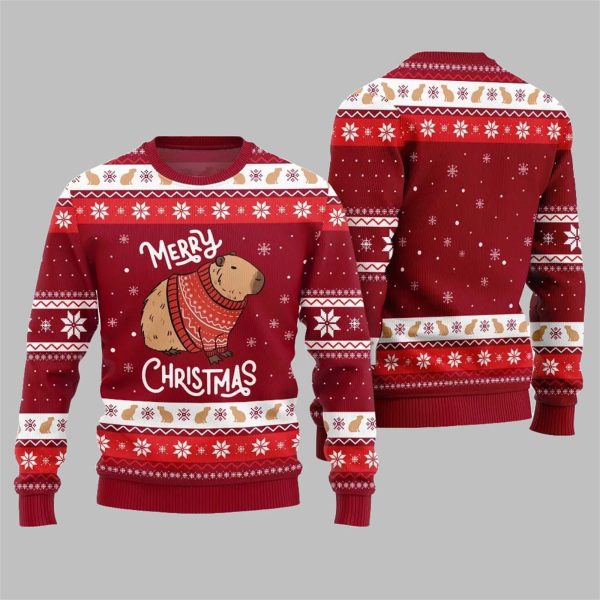 Capybara Merry Christmas Ugly Sweater 2025 Christmas 3