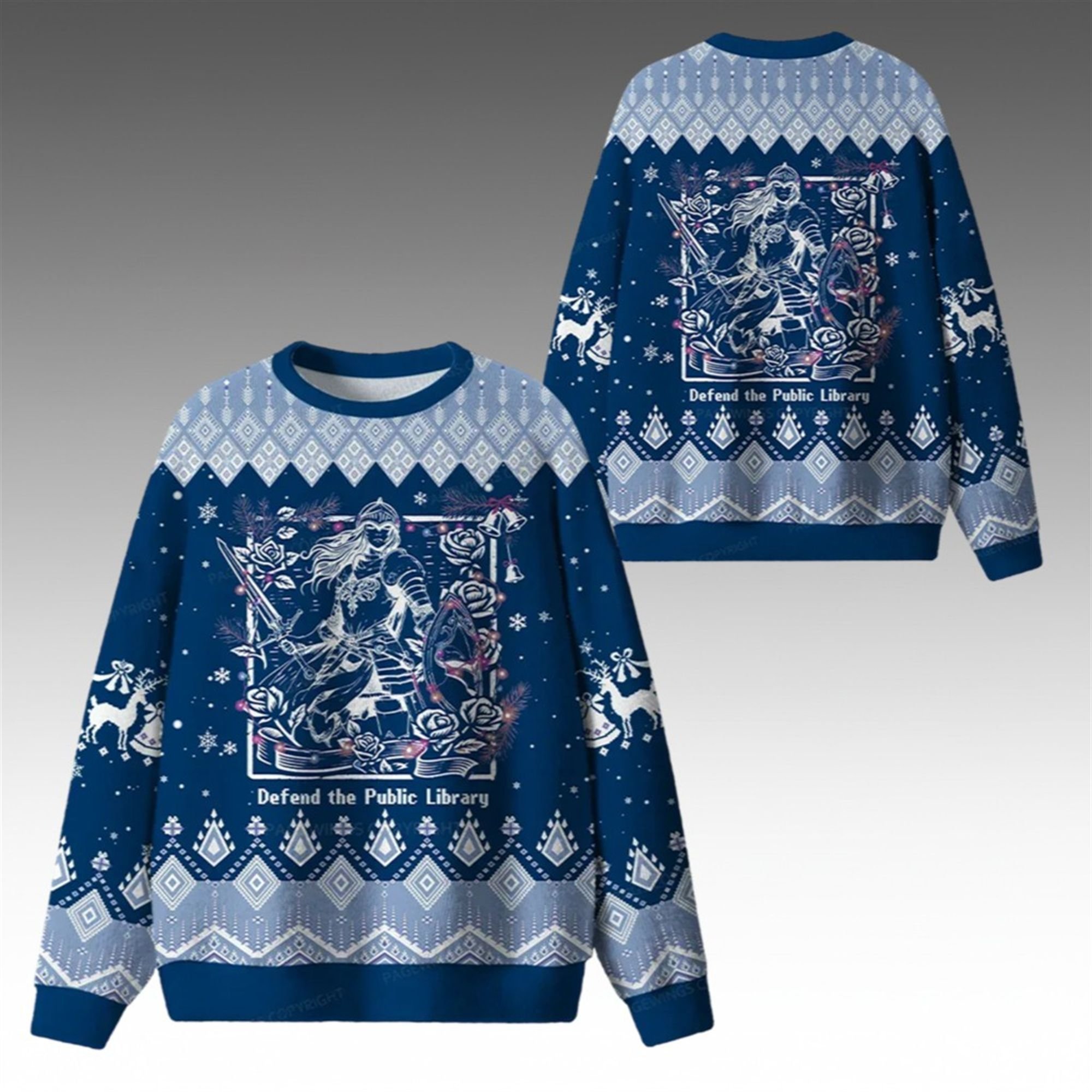 Defend The Public Library Ugly Sweater 2025 Christmas 2 Defend The Public Library Ugly Sweater 2025 Christmas 1 2