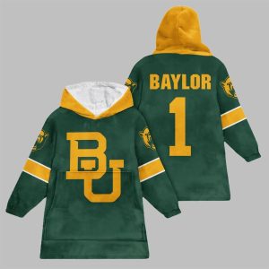 2025 Baylor 1 Baylor Football Blanket Hoodie 1