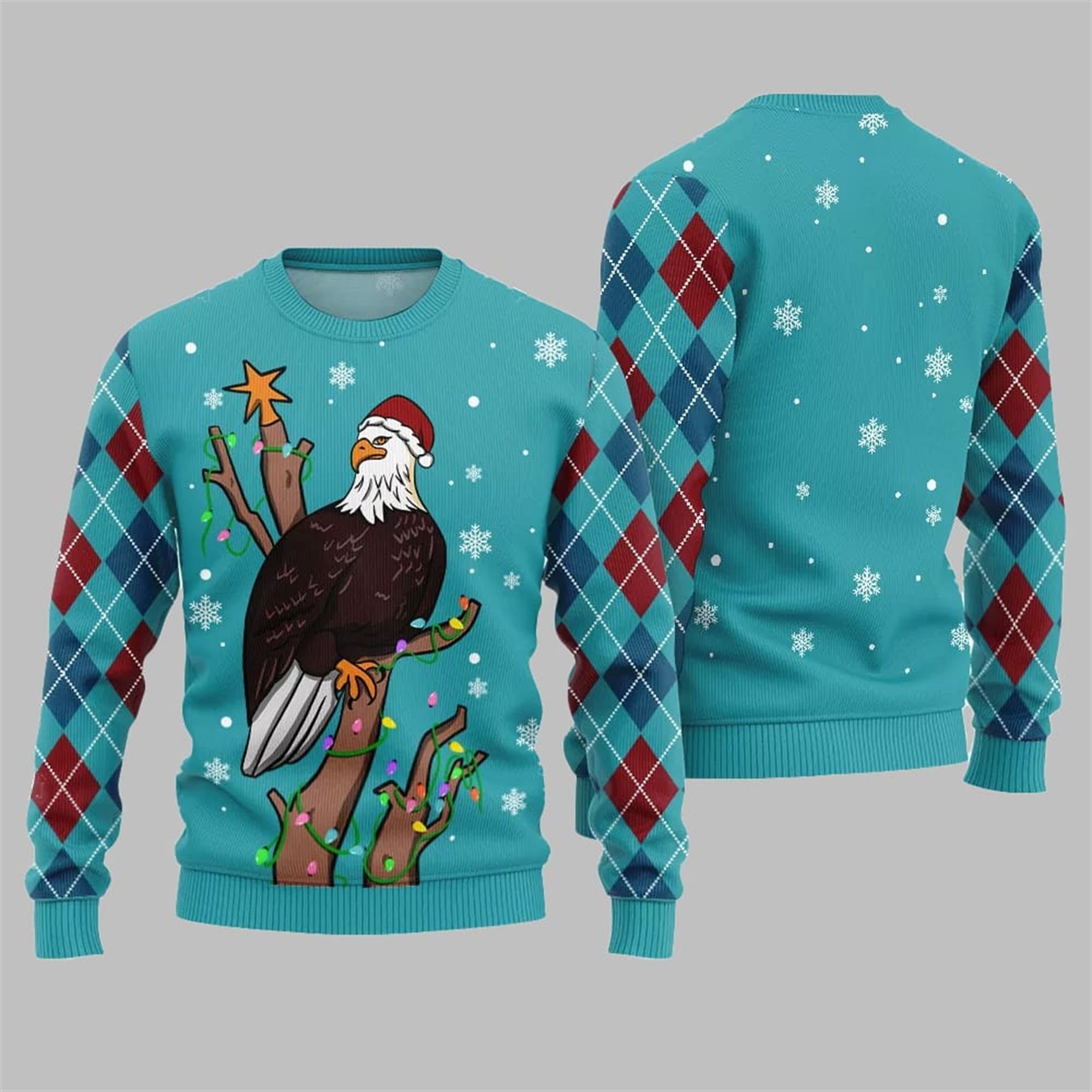 Eagle With Christmas Hat Ugly Sweater 2025 Christmas 1 Eagle With Christmas Hat Ugly Sweater 2025 Christmas 1