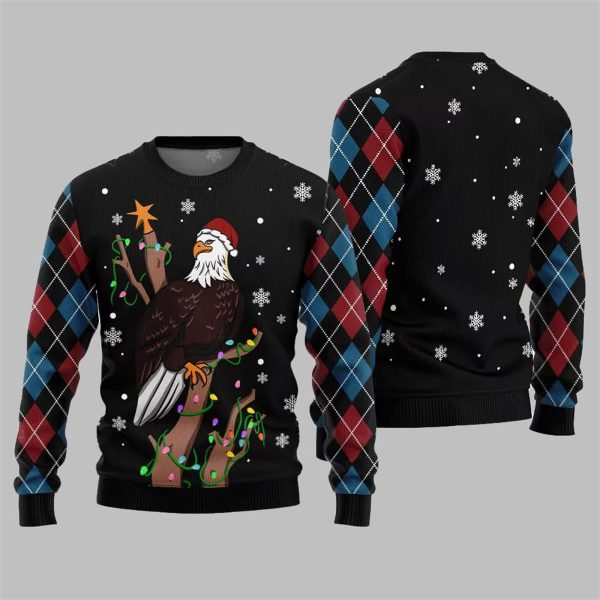 Eagle With Christmas Hat Ugly Sweater 2025 Christmas 2