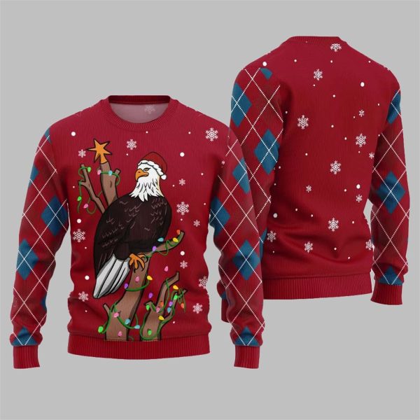 Eagle With Christmas Hat Ugly Sweater 2025 Christmas 3