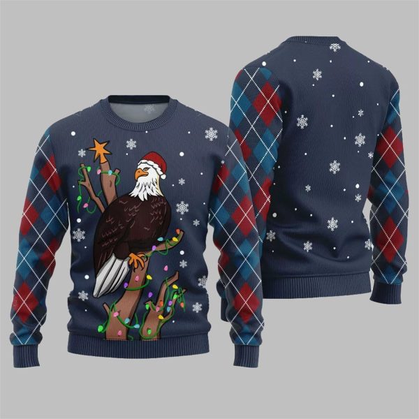 Eagle With Christmas Hat Ugly Sweater 2025 Christmas 4