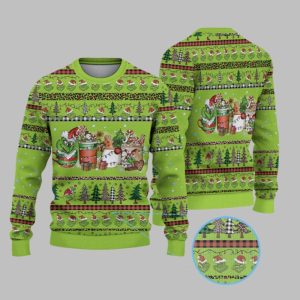 2025 Christmas Grnch Christmas Drink Christmas Ugly Sweater 1 1