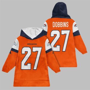 2025 Dobbins 27 Denver Football Blanket Hoodie 1