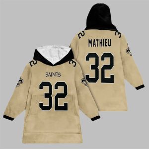 2025 Mathieu 32 New Orleans Football Blanket Hoodie 1
