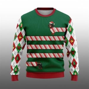 2025 Christmas Dachshund Candy Cane Ugly Christmas Sweater 1 1