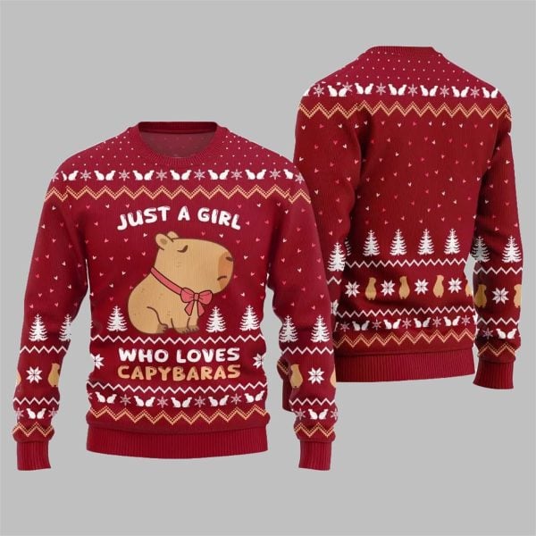 Just A Girl Capy Ugly Christmas Sweater 2025 Christmas 3