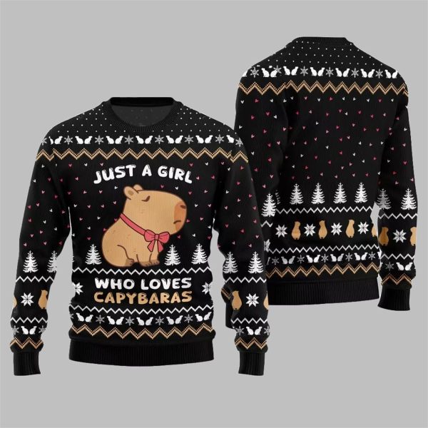 Just A Girl Capy Ugly Christmas Sweater 2025 Christmas 4