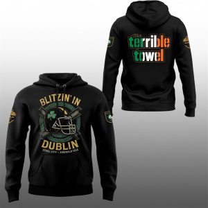 2025 Pittsburgh Steelers Blitzin In Dublin Hoodie 0