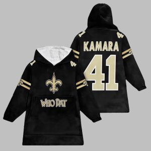 2025 Saints Who Dat Kamara 41 Blanket Hoodie 1
