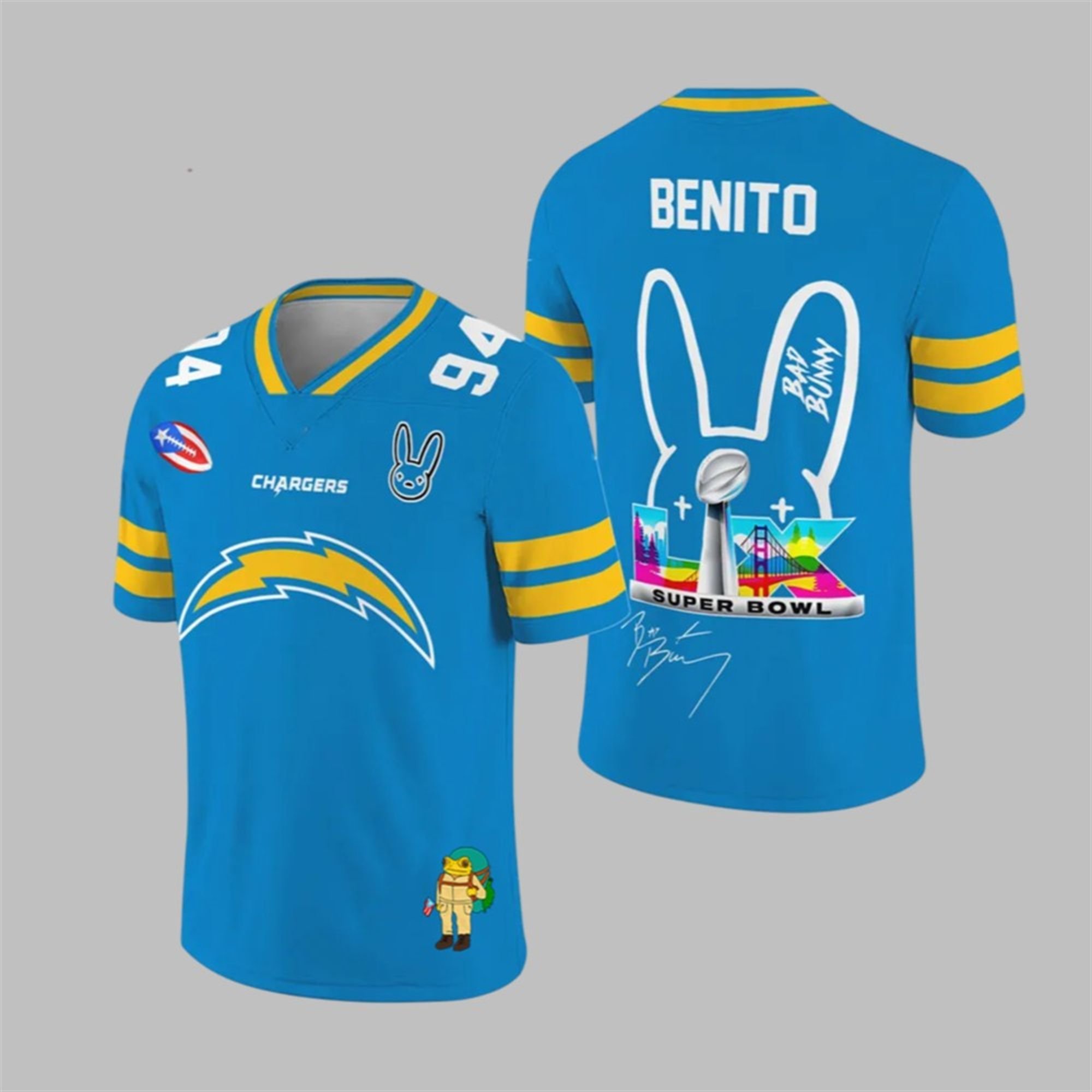 LA Chargers Bad Bunny Bowl LX 2025 2026 Jersey 1 1 LA Chargers Bad Bunny Bowl LX 2025 2026 Jersey 1 1