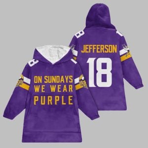 2025 Minnesota On Sundays We Wear Purple Blanket Hoodie 1