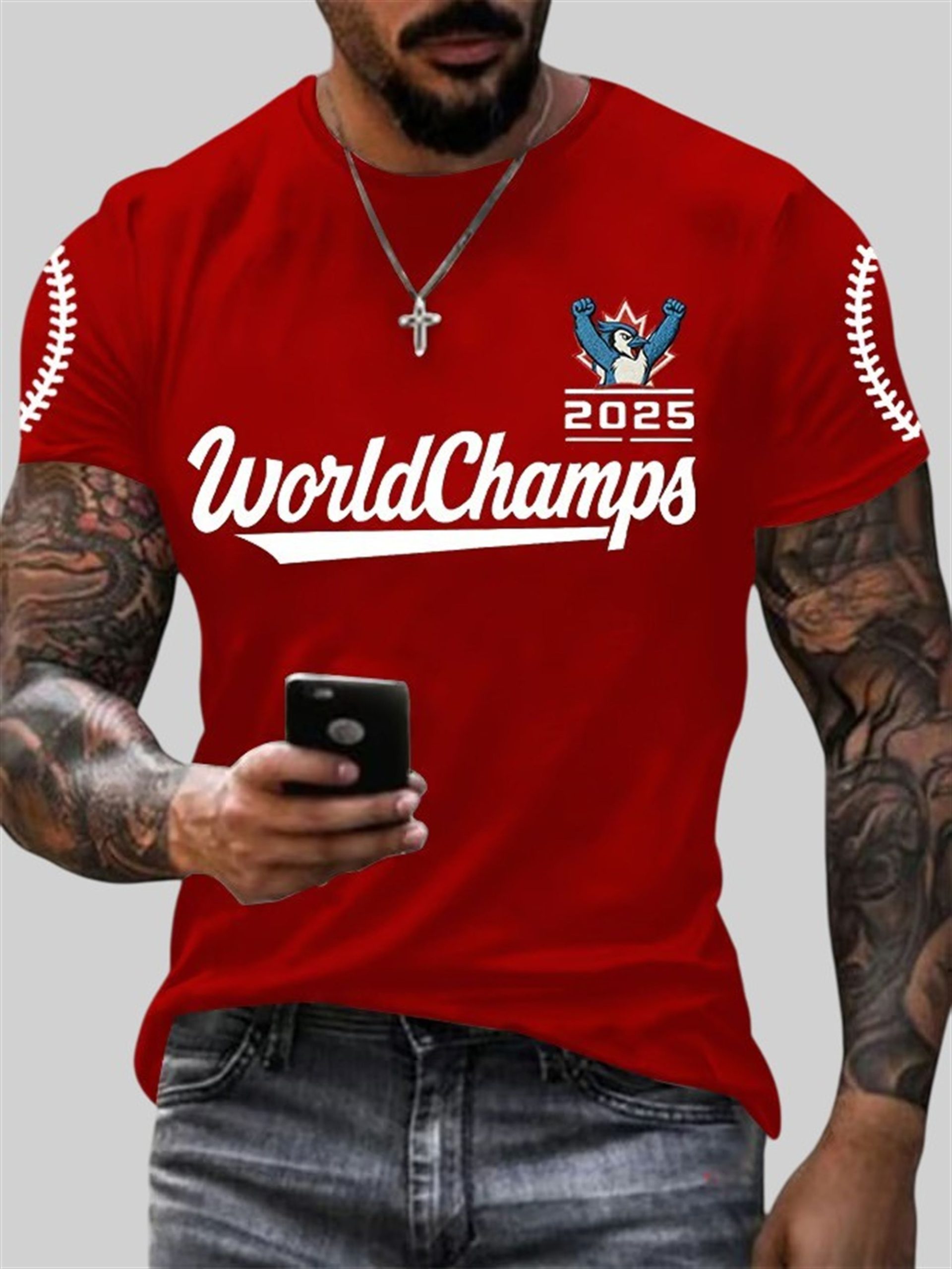 Men's Blue Jays 2025 World Champs Print Casual T-Shirt Men's Blue Jays 2025 World Champs Print Casual T-Shirt