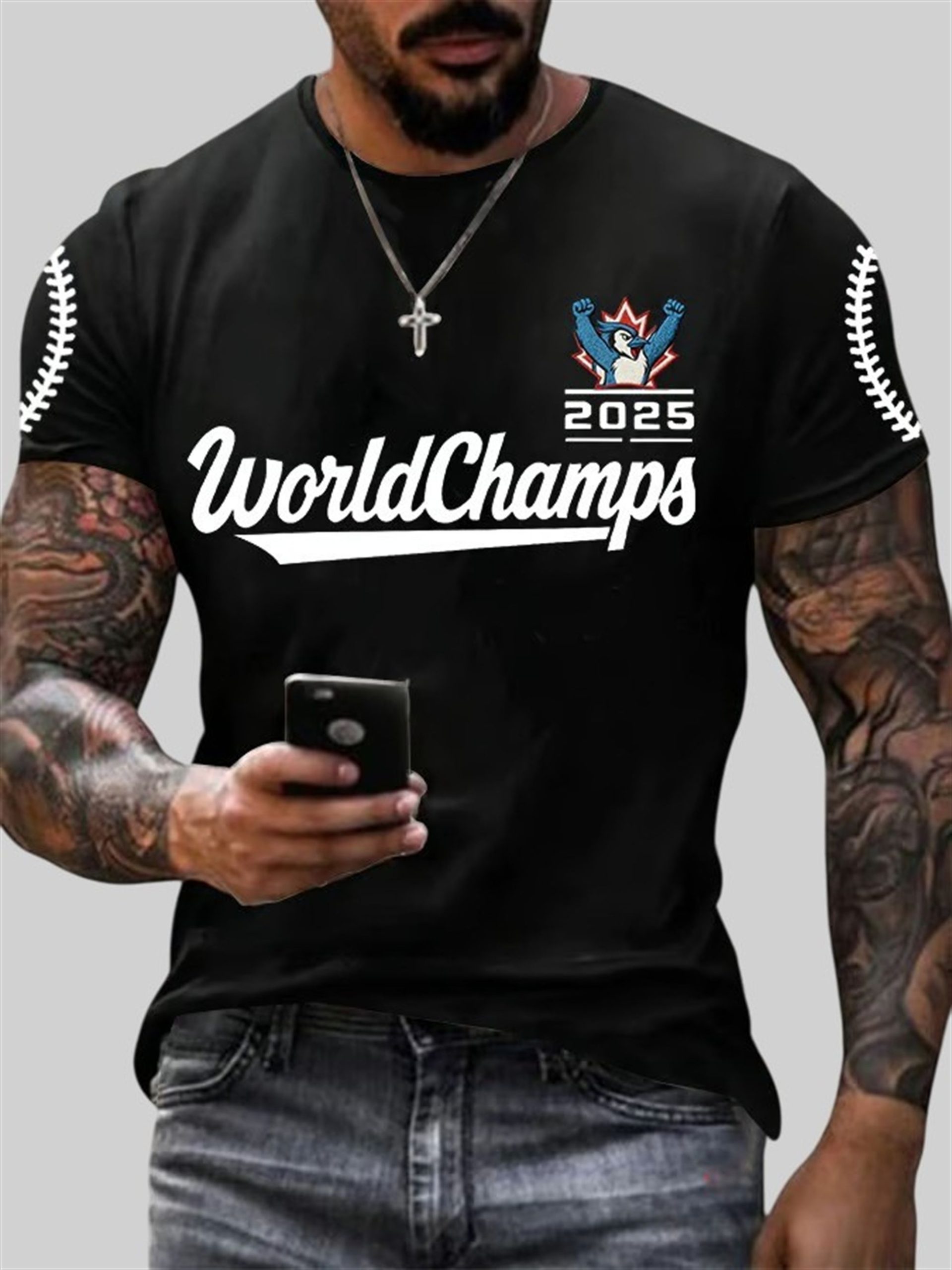 Men's Blue Jays 2025 World Champs Print Casual T-Shirt 2 Mens Blue Jays 2025 World Champs Print Casual T Shirt 2