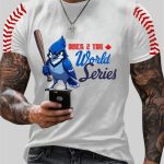 Men's Blue Jays Back 2 The World Series Print Casual T-Shirt