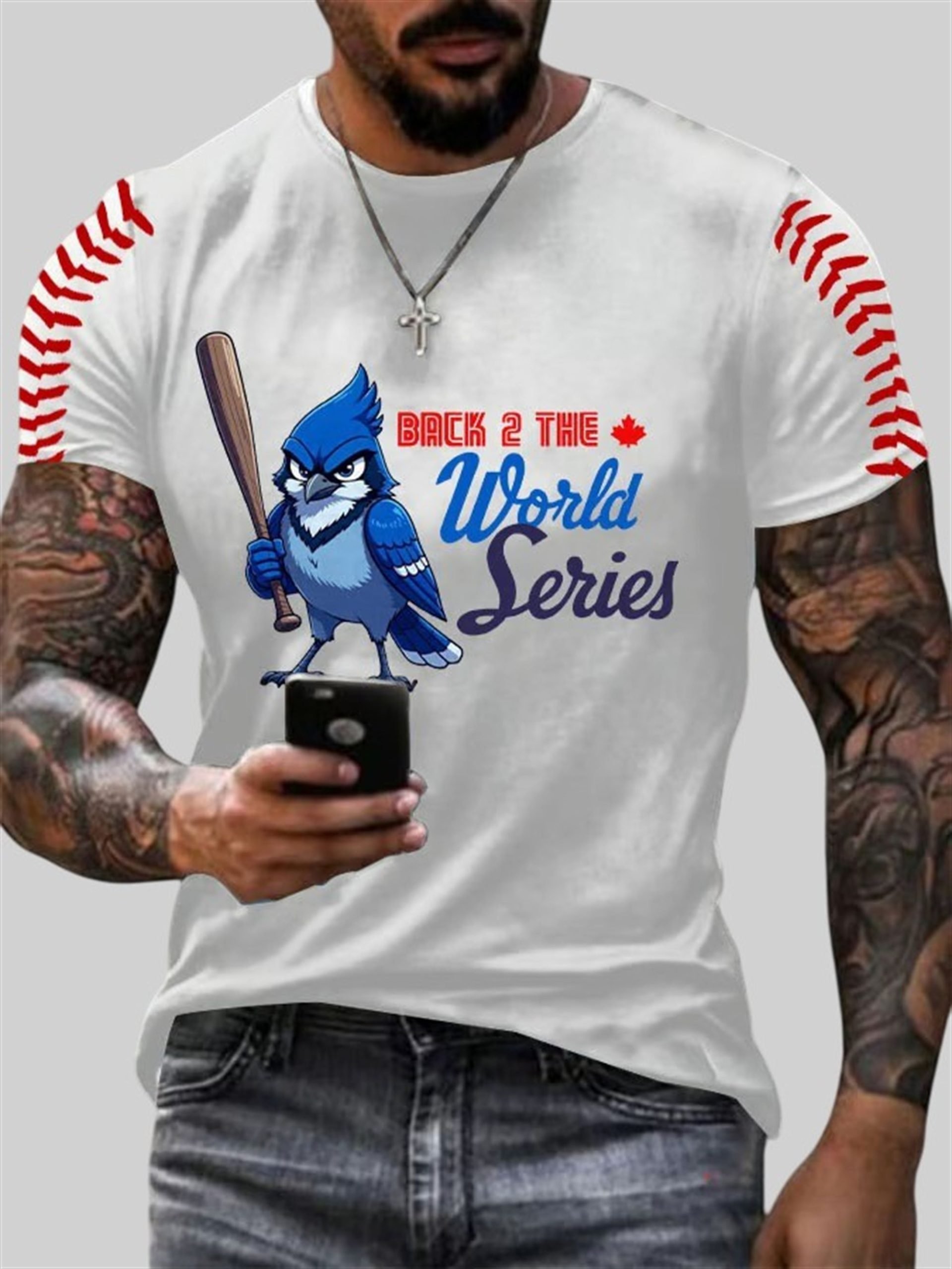 Men's Blue Jays Back 2 The World Series Print Casual T-Shirt Men's Blue Jays Back 2 The World Series Print Casual T-Shirt