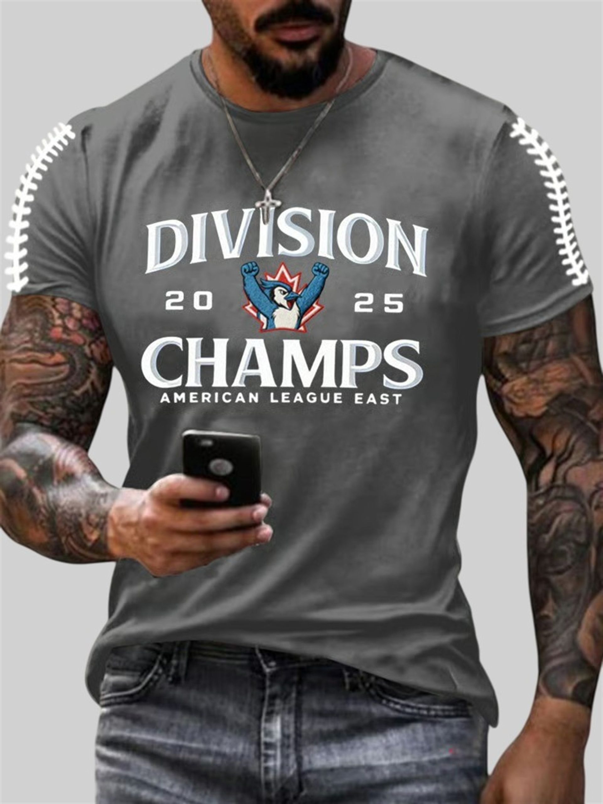 Men's Blue Jays Division 2025 Champs Print Casual T-Shirt 3 Mens Blue Jays Division 2025 Champs Print Casual T Shirt 3
