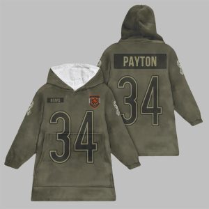 2025 Payton 34 Chicago Football Blanket Hoodie 1