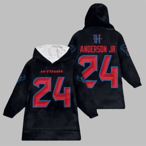 2025 H town Anderson Jr 24 Houston Football Blanket Hoodie 1