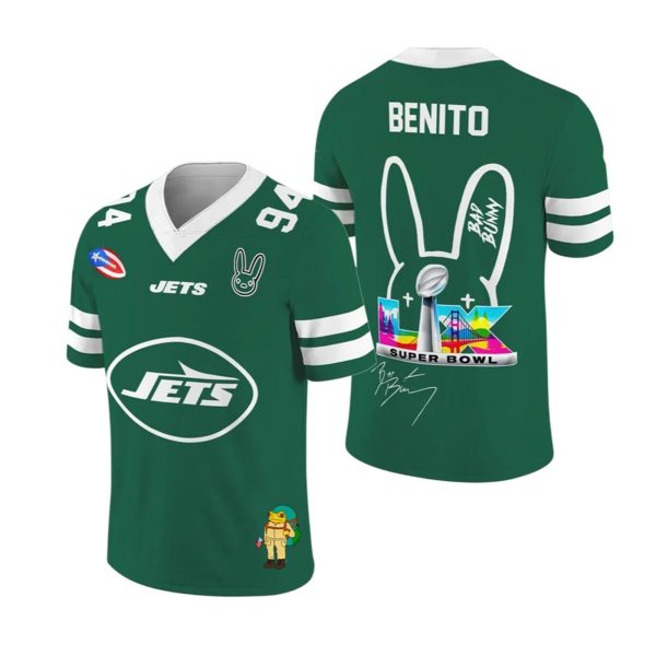 NY Jets Bad Bunny Bowl LX 2025 2026 Jersey 1 2