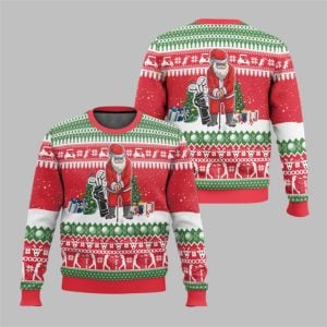 2025 Christmas Santa Playing Golf Ugly Sweater 1 1