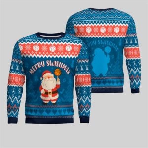 2026 Christmas Merry Swishmas Basketball Ugly Sweater 1
