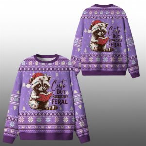 2025 Christmas Cute But Bookishly Feral Ugly Sweater 1 1